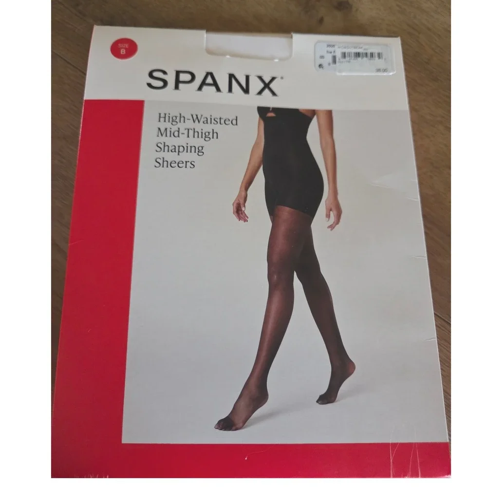 Spanx High-Waisted Mid-Thigh Shaping Sheers Black Size B Tummy Control‎ Tights